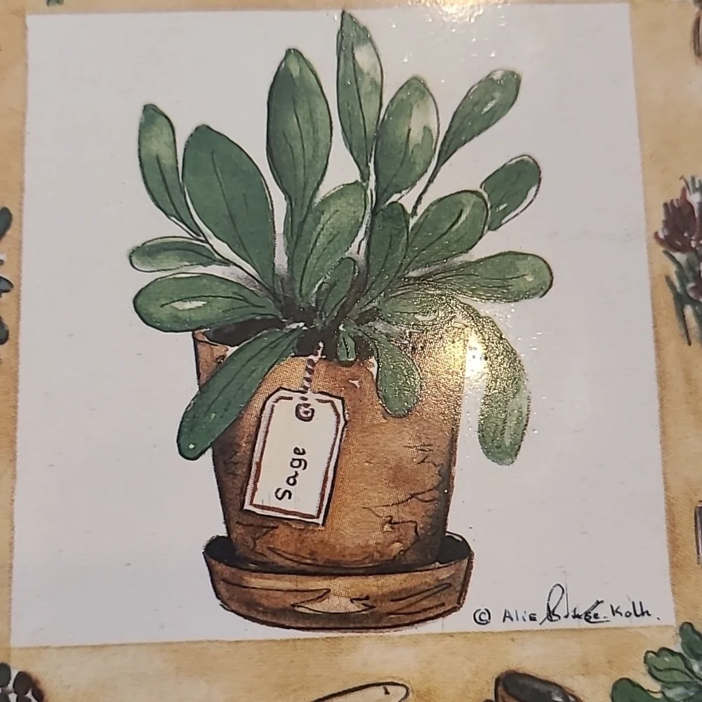 Single Plant Sage Garden Coaster Tile